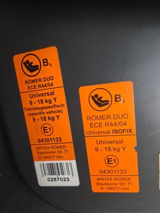 Silla de coche Romer Duo Isofix 9-18kg