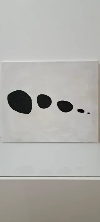 Cuadro abstracto beige negro pintado a mano o