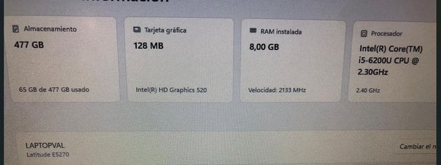 Portátil Dell Latitude E5270 i5-6200U 512GB 8GB