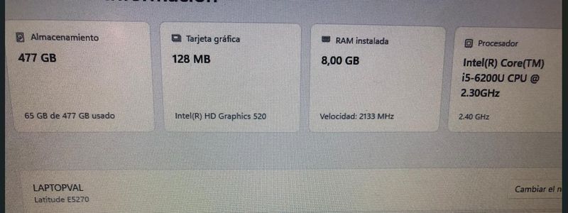 Portátil Dell Latitude E5270 i5-6200U 512GB 8GB