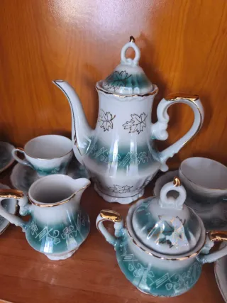 Juego café vintage japonés porcelana 15 piezas