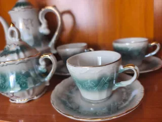 Juego café vintage japonés porcelana 15 piezas