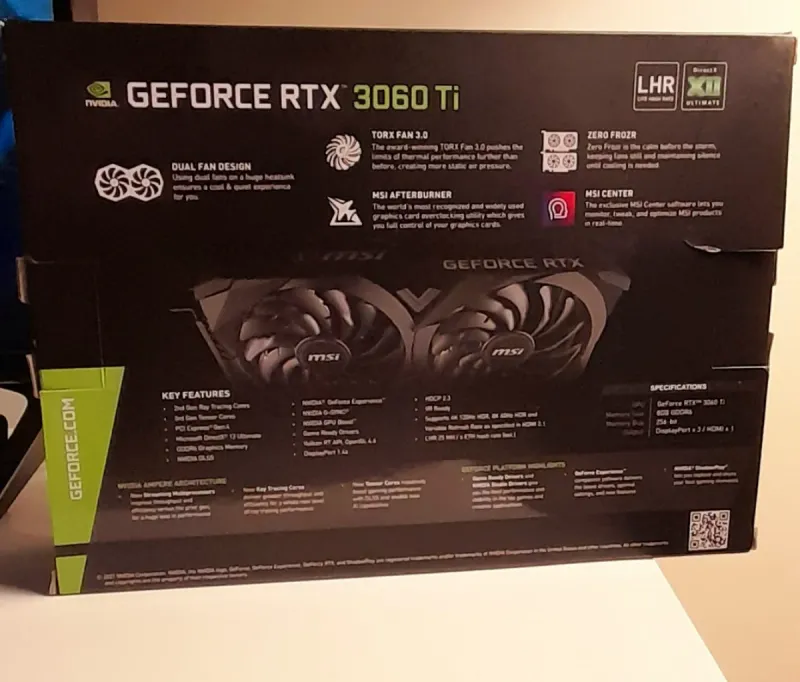 Caja - Embalaje gráfico MSI GeForce RTX 3060 Ti afbeelding 2