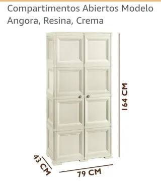 Armario escobero de plástico beige