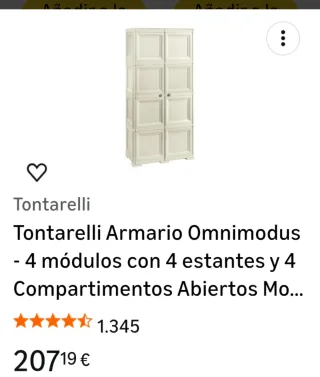 Armario escobero de plástico beige