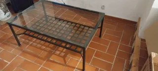 Mesa centro metal y cristal