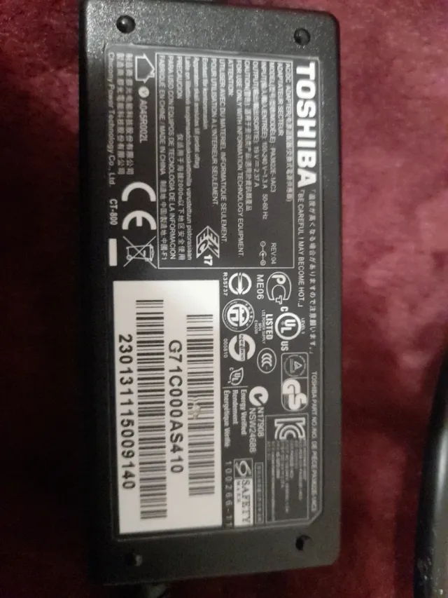 Cargador Toshiba PA3822E-1AC3 19V 2.37A