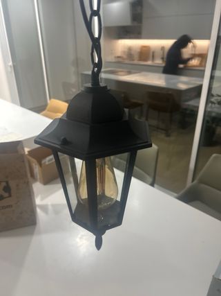 Lámpara de techo exterior metal y cristal