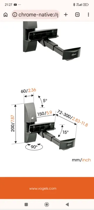 Soporte Pared Vogels Vlb200 para Altavoces