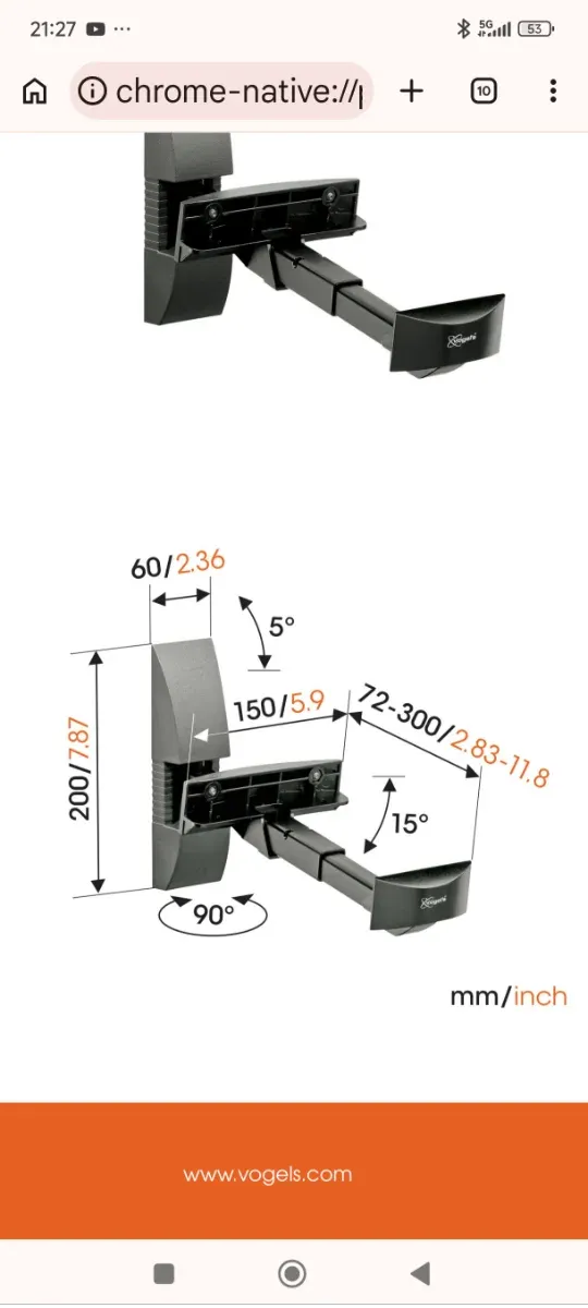 Soporte Pared Vogels Vlb200 para Altavoces afbeelding 8