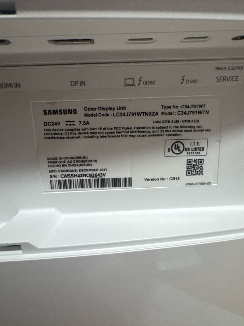 Vendo monitor curvo Samsung C34J791 de 34 pulgadas afbeelding 3