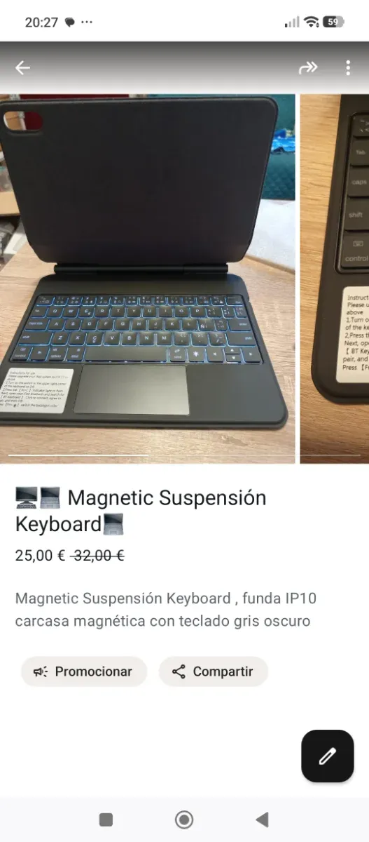 Teclado Magnético Suspensión Gris