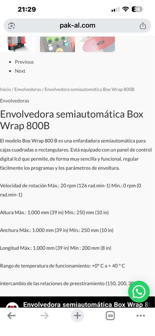 Emvolbedora semiautomática para cajas seminueva