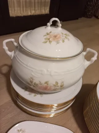 Vajilla Nasico Porcelana Flores Dorada