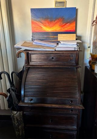 Escritorio antiguo madera persiana (buró)