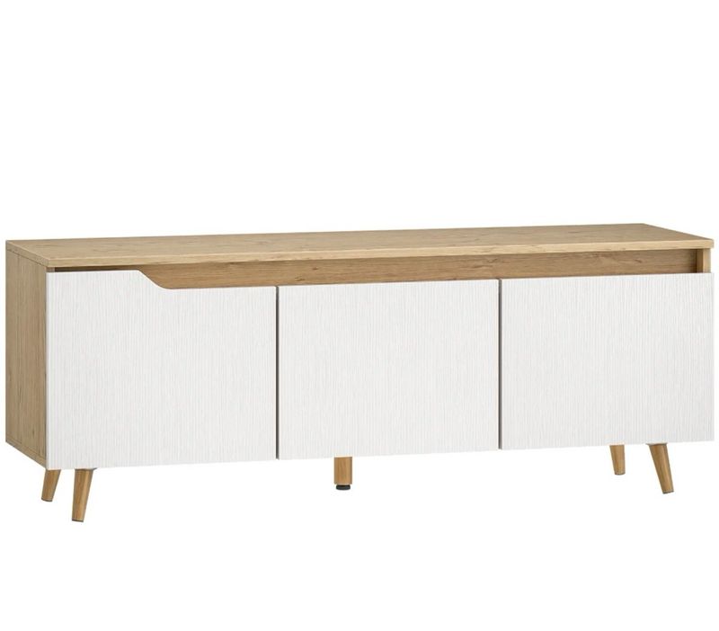 Mesa TV madera y blanco