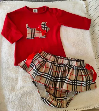 Conjunto Camiseta y Cubrepañal 12 meses Petit Cie