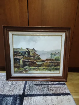 Cuadro Paisaje Óleo Marco Madera