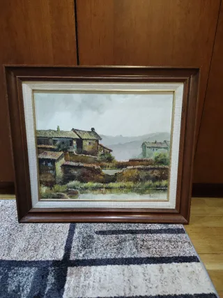 Cuadro Paisaje Óleo Marco Madera
