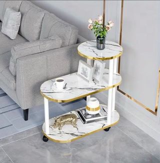 Tavolino marmo bianco e oro