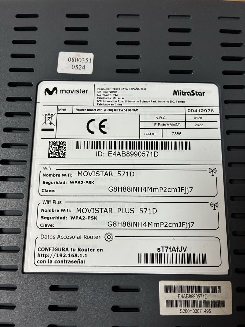 Router HGU Movistar Mitrastar Fibra Óptica afbeelding 7