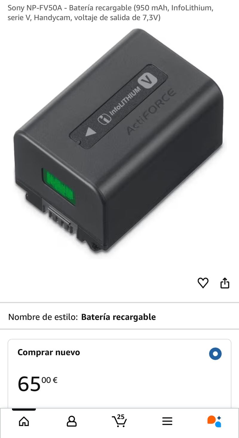 Batería Sony InfoLithium V ActiFORCE afbeelding 5
