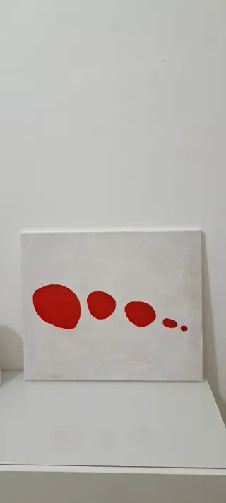 Cuadro abstracto rojo y beige minimalista a