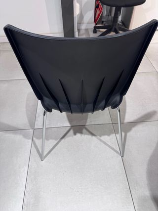 Sillas negras de plástico y aluminio