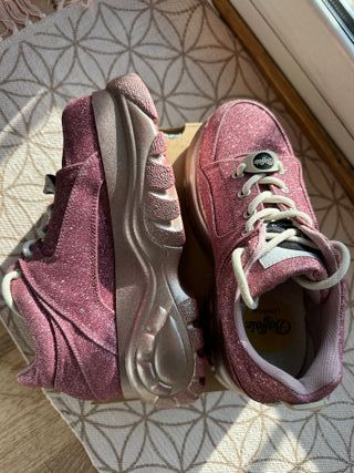 Buffalo London Plataforma Rosa Glitter Y2K