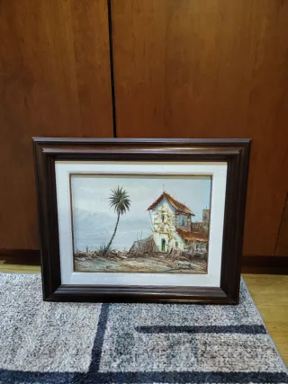 Cuadro Paisaje Oleo Casa Palmera