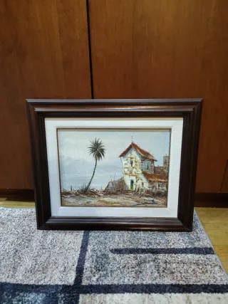 Cuadro Paisaje Oleo Casa Palmera