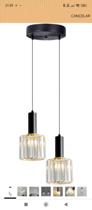 Lámparas colgantes cristal y metal negro