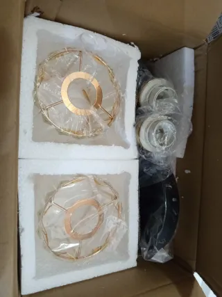 Lámparas colgantes cristal y metal negro