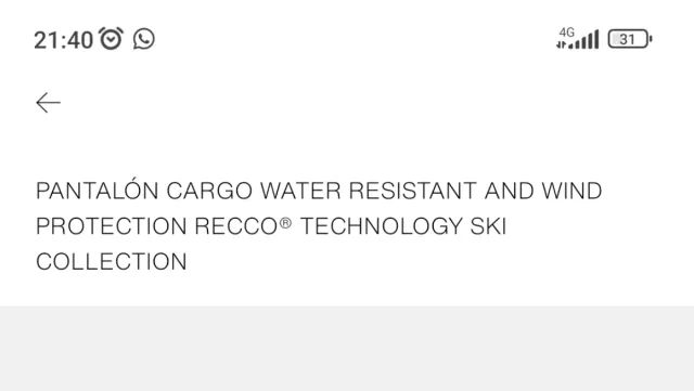 Pantalón nieve Zara mujer Talla XS negro con RECCO