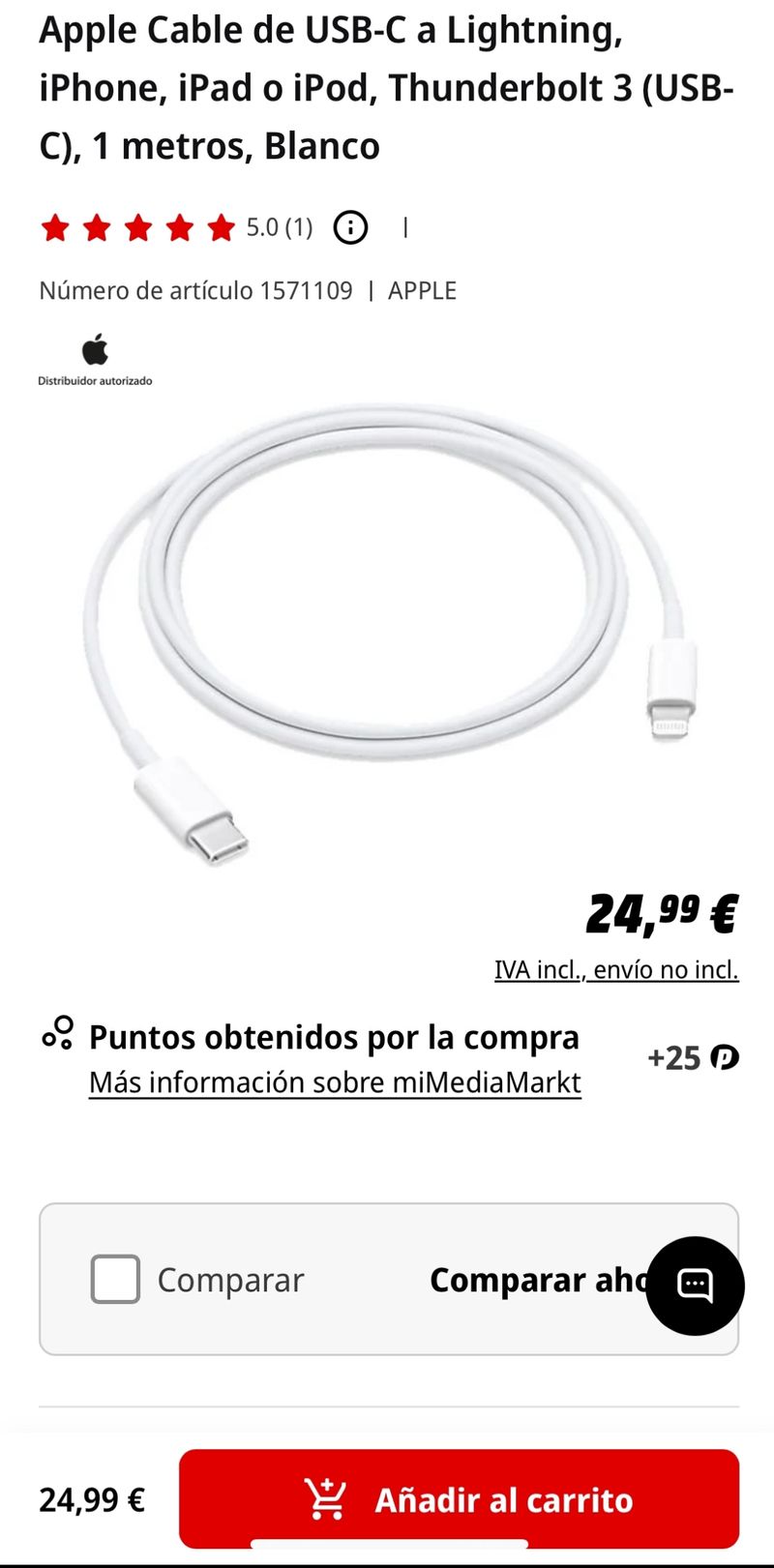 Cable Tipo C-Lightning Apple afbeelding 2