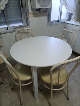 Mesa redonda extensible madera blanca