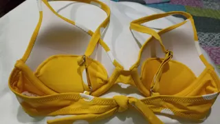 Bikini Top Amarillo Lunares Blanco Nuevo
