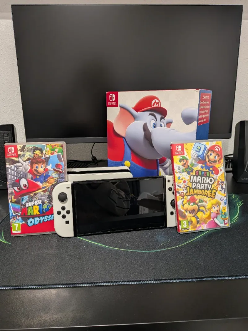 Nintendo Switch OLED Blanca + Juegos y Funda. afbeelding 2