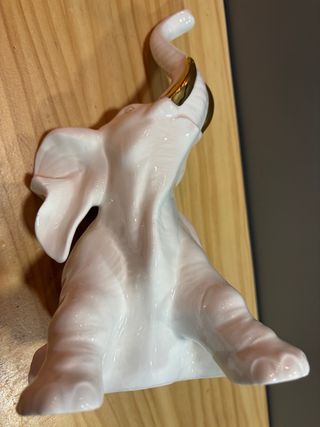 Elefante cerámica blanco y dorado