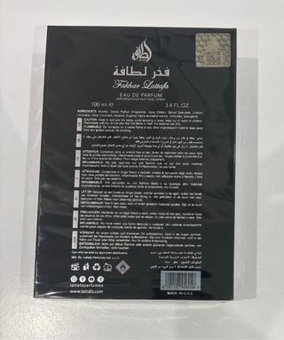Perfume Fakhar Lattafa Árabe Negro y Plateado