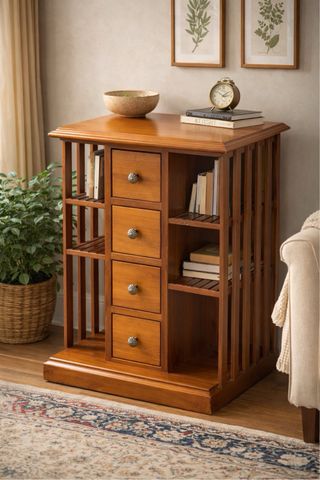 Mueble de madera con cajones y estanterías