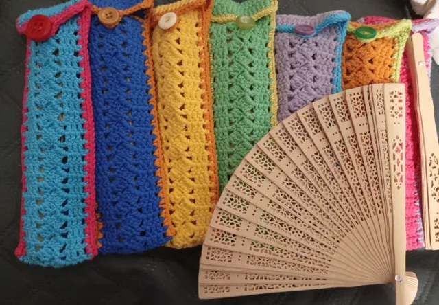 Abanico y funda crochet regalo original