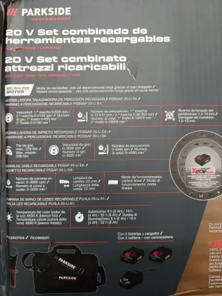 Parkside 20V Set Combinado Herramientas Recargable