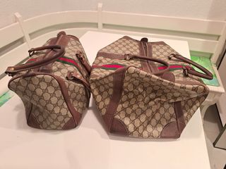 Set di due borse da viaggio stile Gucci marrone e verde