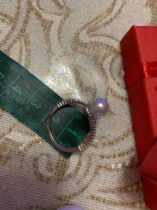 Anello perla e brillanti in argento