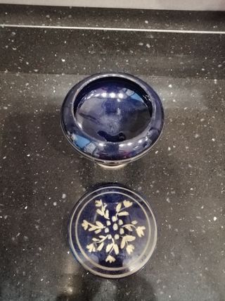 Portagioie vintage scatola ceramica blu