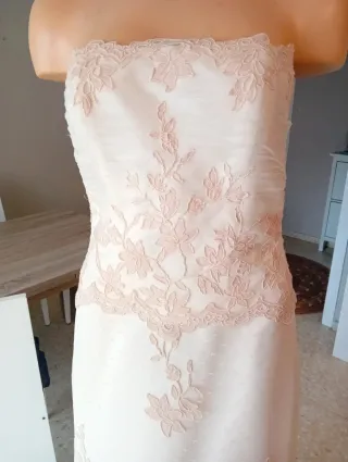 Vestido de Novia Beige/Blanco