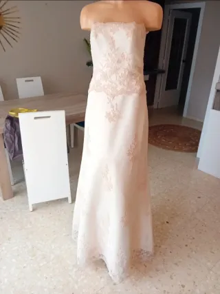 Vestido de Novia Beige/Blanco
