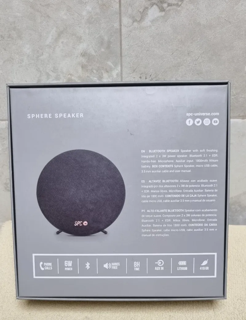 Altavoz Bluetooth SPC Sphere Metal Negro afbeelding 2