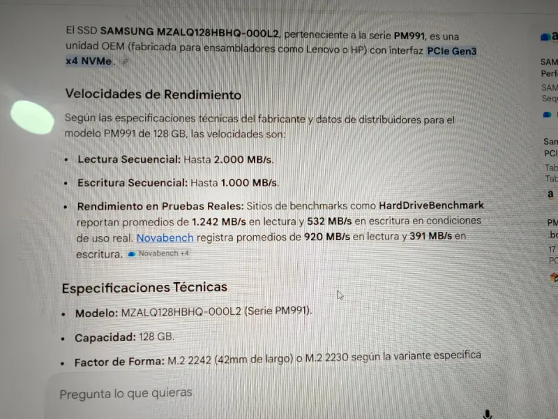SSD Samsung PM991 128GB NVMe 2242 afbeelding 4